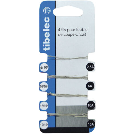 Tibelec – Assortiment de 4 fils en cuivre-étain pour fusibles de coupe-circuit – Courants 2,5/6/10/15 A – Matériau cuivre-étain