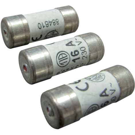 Lot de 3 fusibles céramique à voyant 10.3x25.8mm, 16A, 230V - Tibelec (1/2)