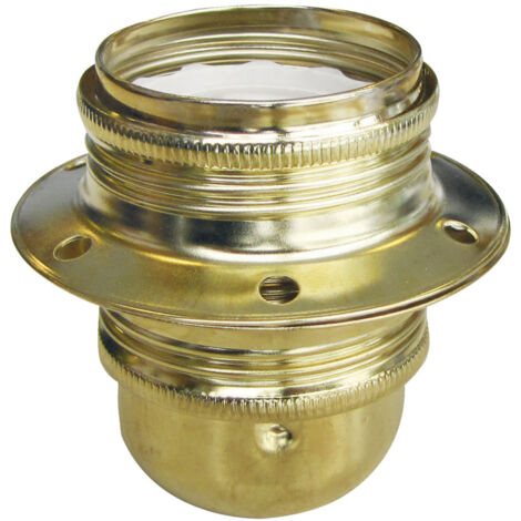 Douille métal filetée E27 double bague finition acier laitonné- Tibelec