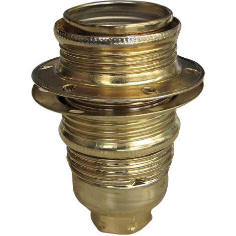 Tibelec – Douille pour ampoule E14 en acier laitonné – Double bague dorée – Système de sécurité anti-dévissage – Garantie 5 ans