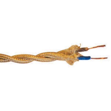 Centrale Brico – Fil électrique torsadé 2x0.75 mm² – Longueur 3 mètres – Câble 2xH05V-K pour luminaires – Couleur or