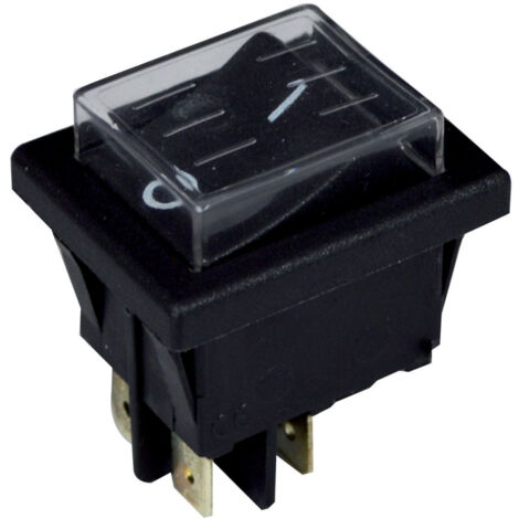 Mini interrupteur à bascule bipolaire noir à encastrer 3750W, 15A, 250V, IP44, capuchon de protection - Tibelec (1/2)
