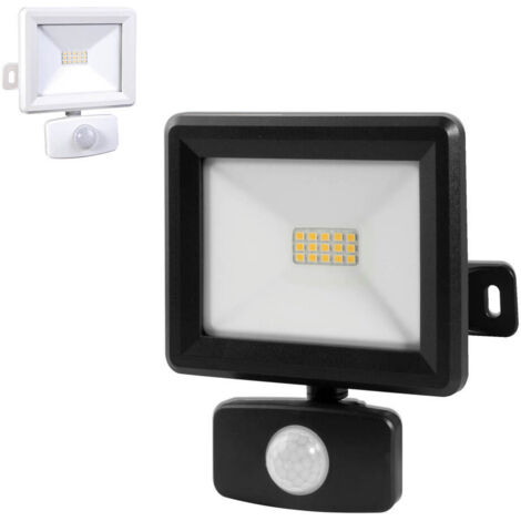 Projecteur LED Noir 10W, 940 lumens, IP65, 4000K Blanc-neutre, détecteur de mouvement 3 réglages, connecteur rapide, fixation orientable 3D - Tibelec (1/5)