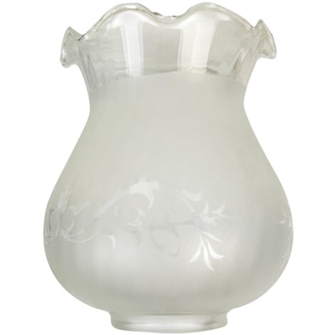 Abat jour verre satiné gravé blanc, forme Tulipe, diam. 130 mm - Tibelec