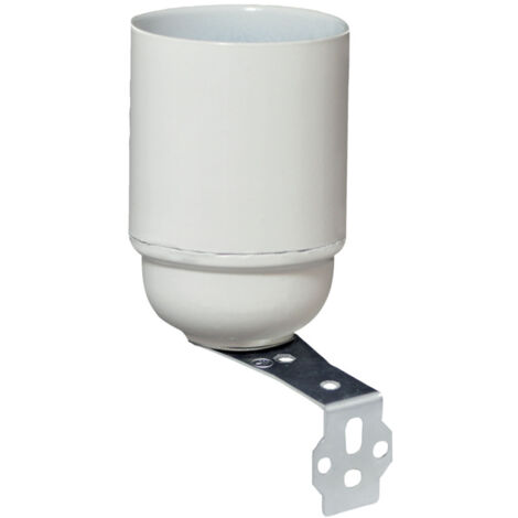 Tibelec – Douille lisse E27 blanche en bakélite – Support équerre pour luminaires – Installation sur hublot, applique ou plafonnier (1/2)