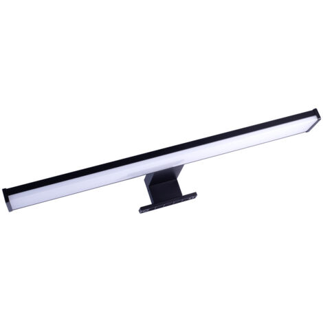 Applique miroir LED noir 40cm, 8W, 650 lm, IP44, 4000K, 3 types de fixation, bornier intégré, garantie 5 ans - Tibelec (1/4)