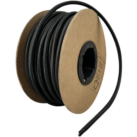 Bobine câble électrique tissu noir, longueur 25m, diamètre 6.2mm, câble 2X0.75MM2 - Tibelec (1/5)