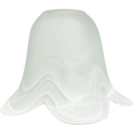 Abat jour verre satiné marbré blanc, forme Tulipe, diam. 120 mm - Tibelec