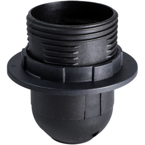 Douille demi-fileté E27 noir avec bague, plastique PET recyclé - Tibelec (1/4)