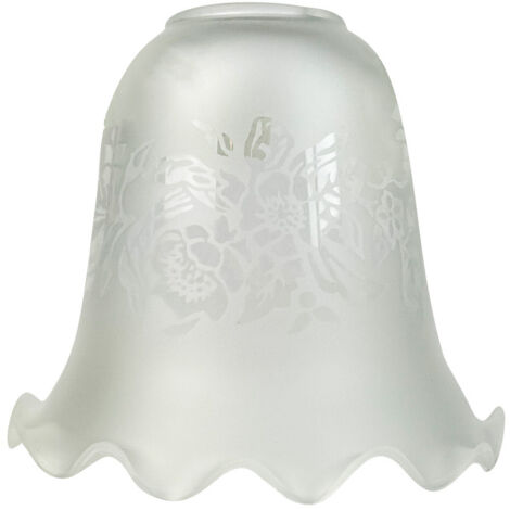 Abat jour verre satiné gravé blanc, forme Tulipe, diam. 112 mm - Tibelec