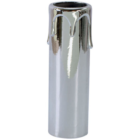 Fourreau de bougie plastique chromé E14, haut. 85mm - Tibelec (1/3)