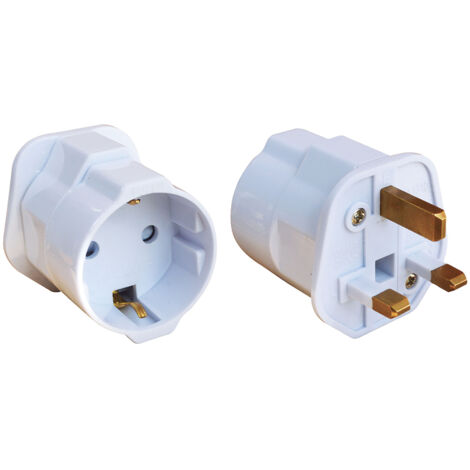 Adaptatuer de voyage prise Anglaise vers prise France/Allemagne, 250V - Tibelec (1/2)