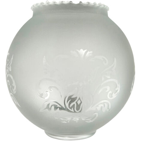 Abat jour verre satiné gravé blanc, forme boule, diam. 120 mm - Tibelec