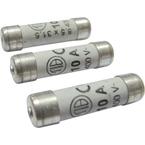 Lot de 3 fusibles céramique à voyant, 8.5x31.5mm, 10A, 400V - Tibelec (1/2)