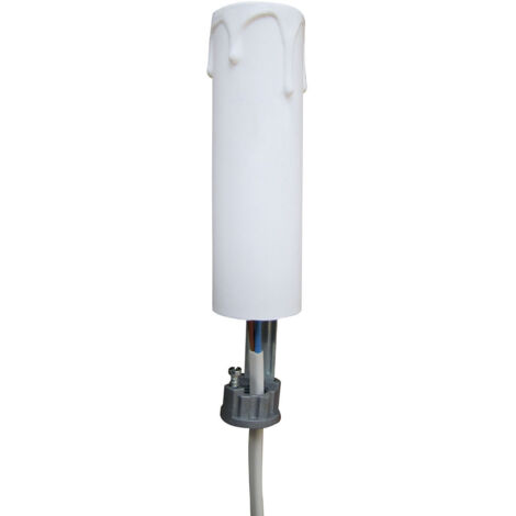 Tibelec – Bougie E14 en plastique blanc 60 W – Culot E14 pré-câblé – Pour luminaires – Hauteur 85 mm, diamètre 24 mm