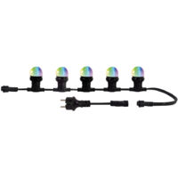 Guirlande Guinguette LED 10m, 10 ampoules RVB remplaçables, E27, 150W, 50 lumens, IP65, connectable - Tibelec