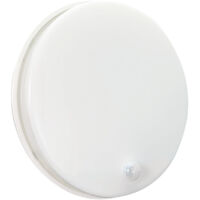Hublot LED Rond Blanc, 15W, 1600 lumens, IP54, 4000K blanc-neutre, crépusculaire, détecteur de mouvement, connecteur rapide, garantie 5 ans - Tibelec