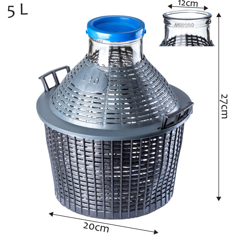 Dame-Jeanne En Verre 3-5L - Bonbonne Avec Bouchon à Vis - Seau De Fermentation Alcofermbrew.com