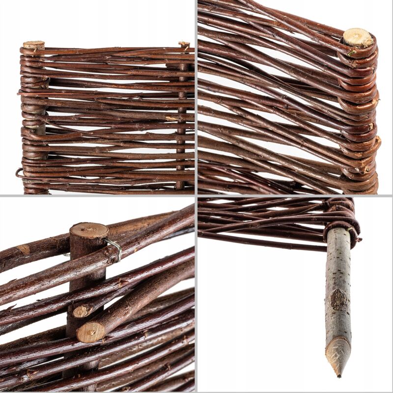 Palissade En Osier Naturel KADAX - Lot De 10 - 120x20 Cm - Clôture Jardin Décorative Et Robust Palissade Osier Naturel