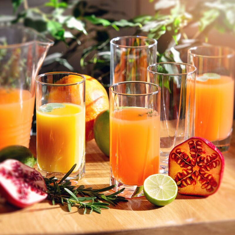 KADAX Occhiali da bere, vetri d'acqua trasparenti con terreno rinforzato, bicchieri di succo con pareti spesse, bicchieri ondulati, bicchieri da bere (alto, 440 ml