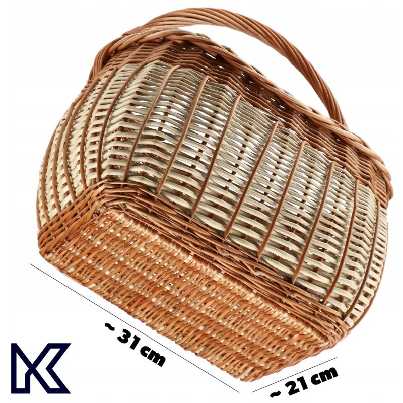 Panier En Osier Avec Couvercle 31x19x23 Cm - Grande Capacité, Rangement Maison, Pique-nique, Extérieur