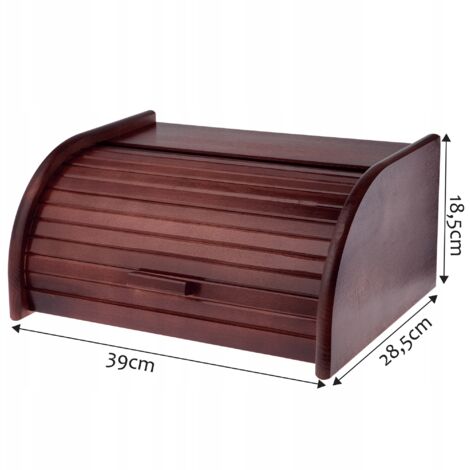 Boîte à Pain En Bois 2 étages – 39x32x25 Cm, Couvercle Transparent – Rangement Cuisine Style Ferme – Noir