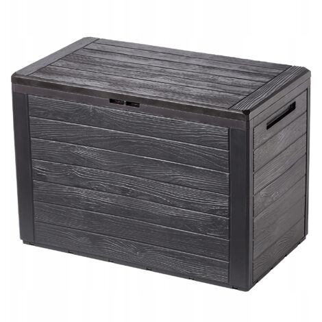 Kadax – Coffre de jardin 190L en plastique haute qualité – Résistant aux intempéries – Protection par cadenas – Design imitation bois naturel