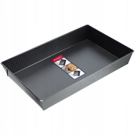KADAX Moule à Gâteau Rectangulaire, Grand Moule à Pâtisserie avec Revêtement Antiadhésif et Bords Hauts, Accessoire de Cuisine (Noir, 40 x 25.5 cm)