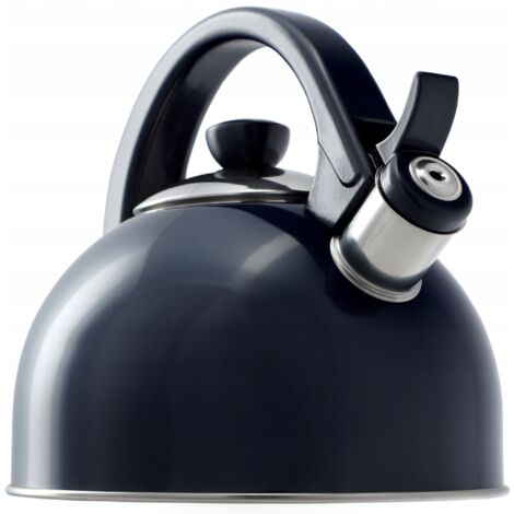 KADAX Bouilloire en acier inoxydable, 1,7 l, disponible en différentes couleurs, pour tous les types de feux, bouilloire rétro, bleu marine (1/5)