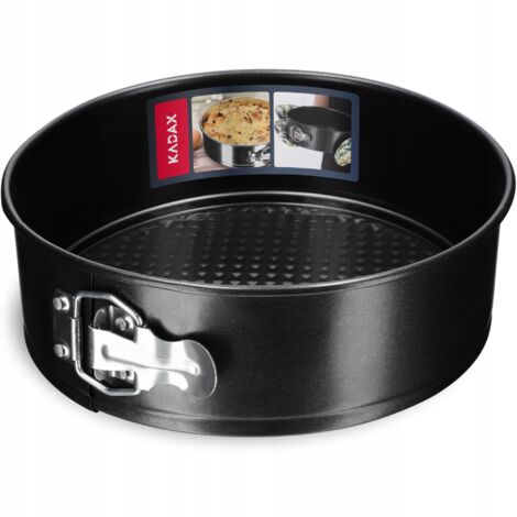 KADAX Moule à gâteau, diamètre : 21,5 à 30 cm, en tôle galvanisée et antiadhésive, rond, avec fond plat, anti-fuite, diamètre : 21,5 cm, noir (1/4)