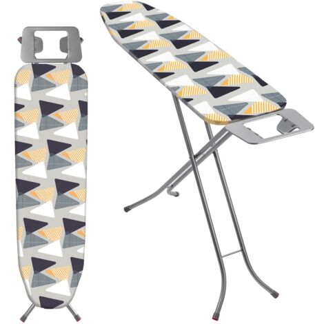 KADAX Table à Repasser pour Centrale Vapeur, Planche Pliable avec Housse en Coton, Support de Fer Intégré et Pieds Antidérapants (114 x 34 cm, Gris)