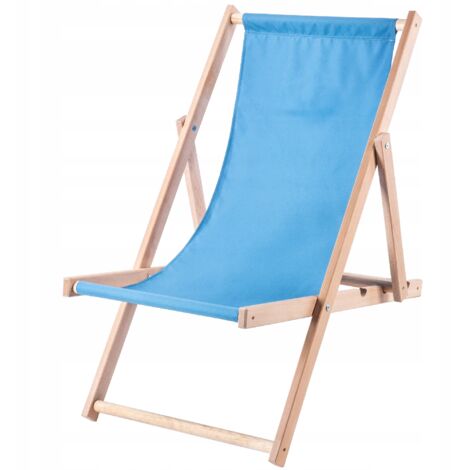 KADAX Chaise Longue Pliable en Bois pour se Détendre Confortablement à la Plage, sur Le Balcon ou dans Le Jardin, Transat Pliant d'Extérieur (Bleu) (1/5)