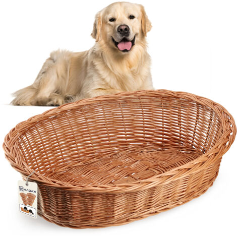 Kadax – Lit pour chien en osier 90 cm – Grand XL – Confort optimal avec bords élargis – Matériau naturel durable