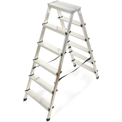 Kadax – Échelle double aluminium 6 marches – Marches antidérapantes – Charge max 125 kg – Conception pliable pour rangement facile