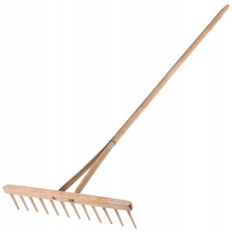 Kadax – Râteau à foin 65 cm avec 12 dents – Long manche en bois 158 cm – Collecte efficace pour prairies – Outil de jardinage professionnel