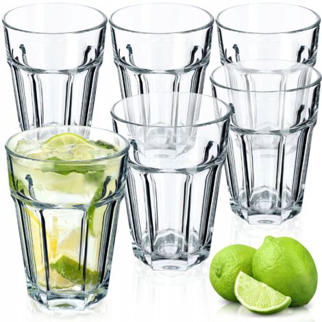 KADAX Lot de 6 verres à boisson, longs, en verre neutre/calcium, lavables au lave-vaisselle, empilables, à cocktail, à café, à thé, Amelie 365 ml (1/5)