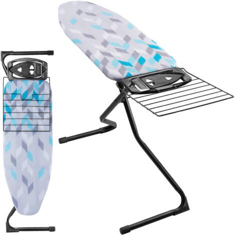 KADAX Planche à Repasser 120 x 42 cm, Table à Repasser Pliable avec Housse en Coton, Support de Fer, Pieds Antidérapants et Réglable en Hauteur (Bleu)