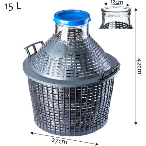KADAX Bonbonne En Verre 15L Avec Habillage Plastique - Dame-Jeanne Idéale Fermentation Vin Et Conservation
