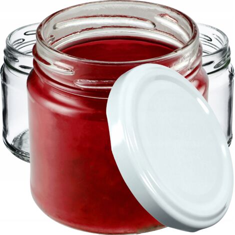 KADAX Lot de 10 petits bocaux à confiture, ronds, 200 ml, diamètre : 66 mm, pour miel et épices, hermétiques, blancs