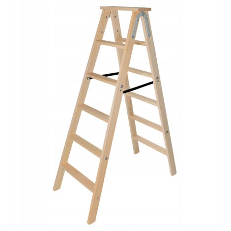KADAX Échelle de peinture en bois extensible 2x6 marches, pliable, double face