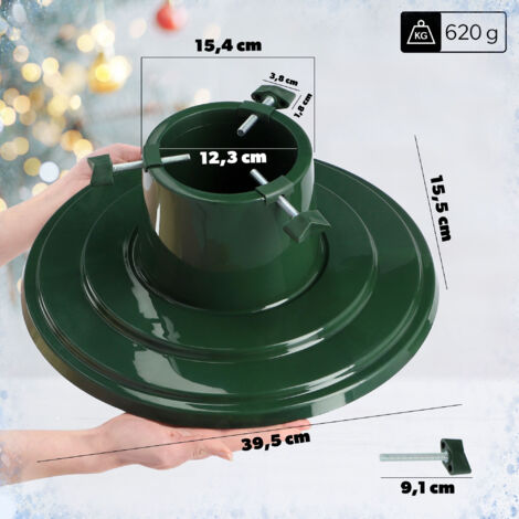 Support Pour Sapin De Noël Avec Réservoir D'eau - Pieds Métal Robustes, Diamètre 39 Cm, Design Rouge Et Vert - 9