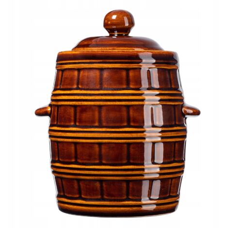 KADAX Casserole en céramique dense avec gouttière et couvercle - Passe au lave-vaisselle - Pot à fermentation en céramique - Pour concombres (3,2 l) (1/5)