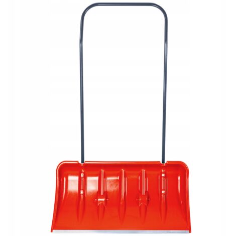 KADAX Pelle à Neige en Plastique dotée d'une Ferrure en Aluminium, Outil de Déneigement Robuste et Efficace avec Roues et Manche en Métal (Orange Vif)