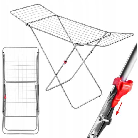 KADAX Séchoir à Linge Pliant 171 x 51 x 97 cm, Grand Etendoir à Linge pour Un Séchage Efficace et Pratique de Vos Vêtements d'Intérieur (Argent) (1/5)