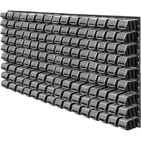KADAX Étagère murale à outils, 156 x 78 cm, système de rangement avec boîtes de rangement, plaques murales extensibles (noir, 135 pièces)