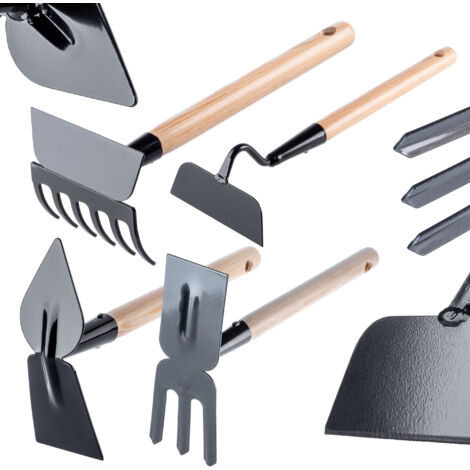 Kadax – Ensemble de 4 outils de jardin – Houe, râteau, griffes – Matériaux résistants aux intempéries – Conception ergonomique pour entretien précis
