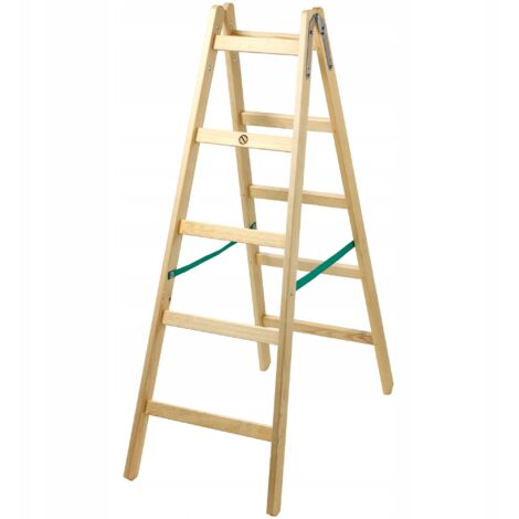 KADAX Escabeau Pliable en Bois, Échelle à Structure Robuste et Sécurisée, Conçue pour Un Accès Facile et Confortable aux Hauteurs (5 Marches)