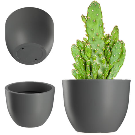 KADAX Pot de fleurs, pot de fleurs, rond en plastique, pour l'intérieur et l'extérieur, 3 variantes de couleurs, pot pour jardin, balcon (gris, 35 cm) (1/5)