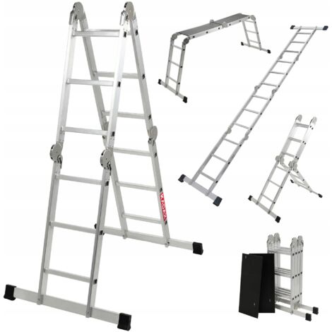 KADAX Échelle Aluminium Multifonction Articulée 4x3 Forte + Plateforme 150kg (1/5)