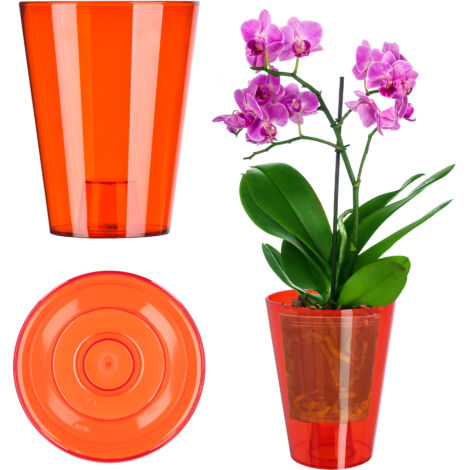 KADAX Cache-pot pour orchidées Support de fleurs en plastique 12 cm Rouge (1/5)
